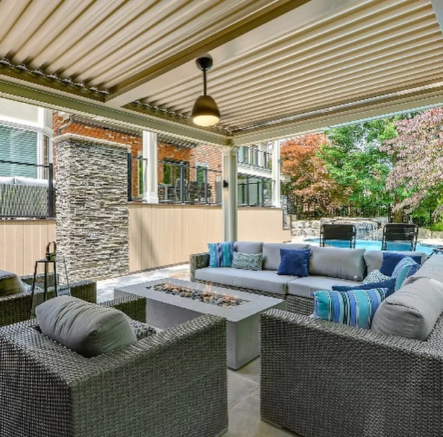 cabana with louvered roof