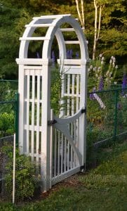 A laminated arched arbor with gate
