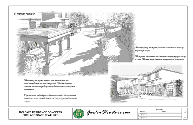 LANDSCAPE ARCHITECTURE Concept Designs , pergolas, wall trelliage, pergola entrance