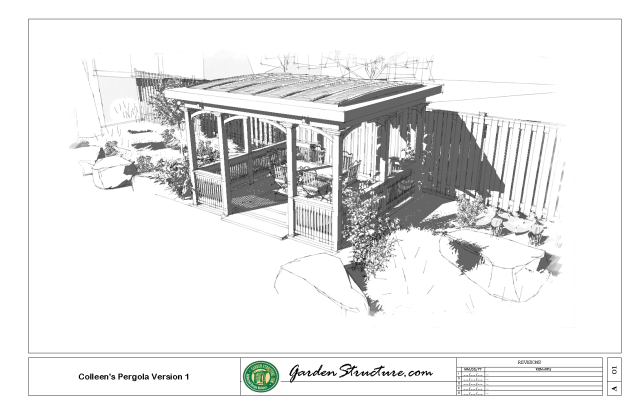 Pergola with polycarbonate roof concept design