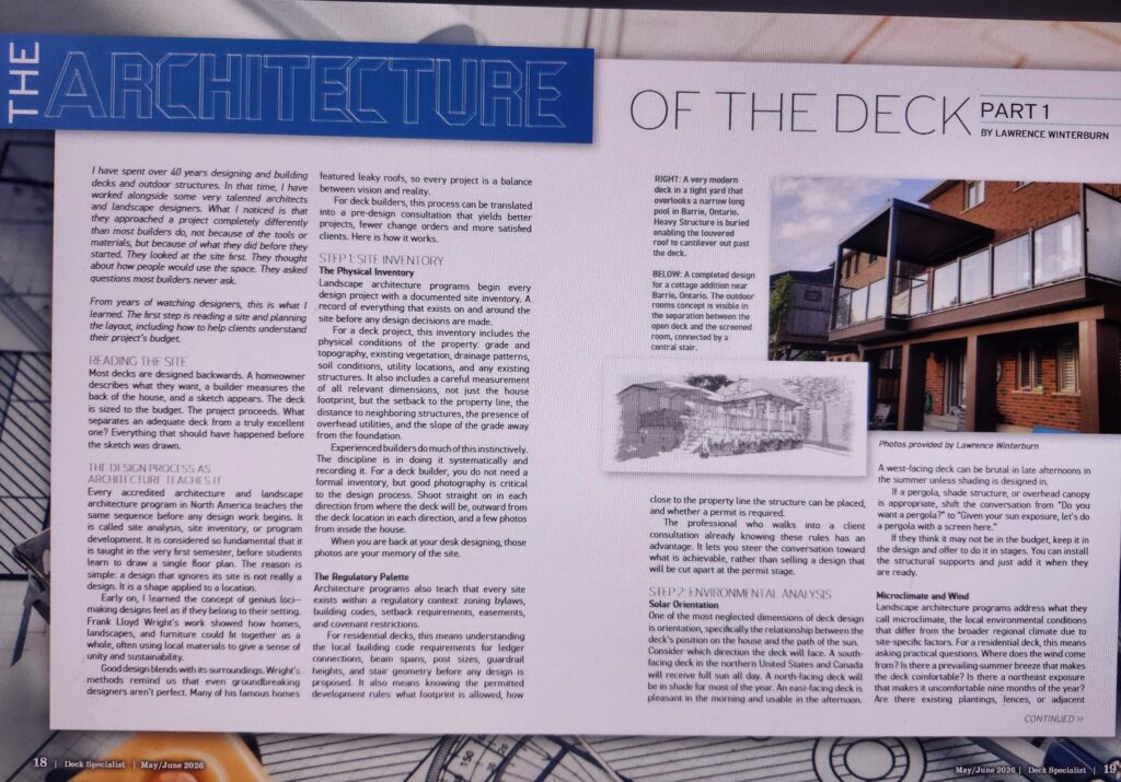 Deck Specialist Magazine article by Lawrence Winterburn