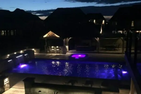 Cabana with pergola at night