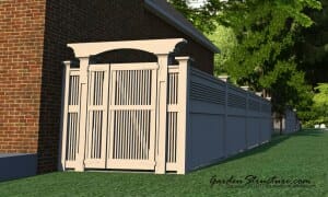 Create entrance gates with our designs and fence plans. These formal gates are an available stock fence plan.