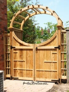 gate plans fence designs - A classical Moon Gate with laminated arches in Western Red Cedar Lumber