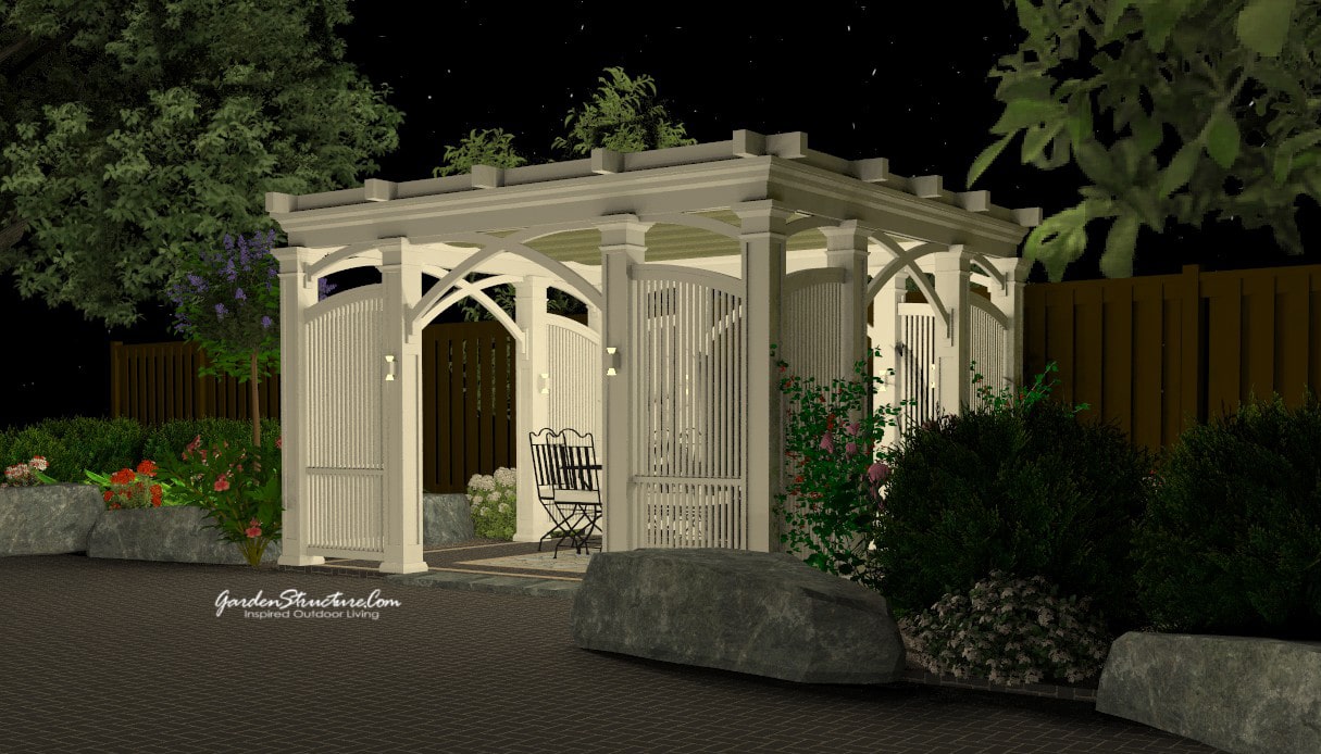 Pergola rendering shown at night