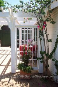 Trellis Fence details for training roses. Plans including the pergola are available