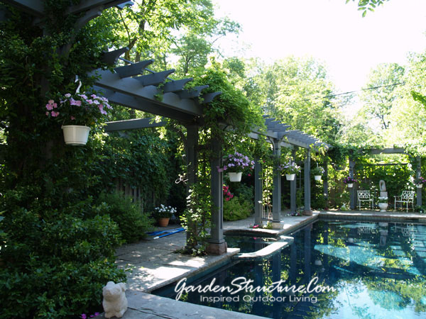 T005 Pergola Plans - A pergola around a pool, 70 Support posts built in Rosedale Toronto